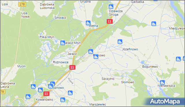 mapa Parkowo gmina Rogoźno, Parkowo gmina Rogoźno na mapie Targeo