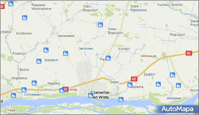 mapa Parlin gmina Czerwińsk nad Wisłą, Parlin gmina Czerwińsk nad Wisłą na mapie Targeo
