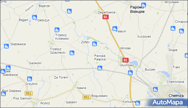 mapa Parowa Falęcka, Parowa Falęcka na mapie Targeo