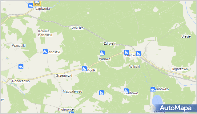 mapa Parowa gmina Nidzica, Parowa gmina Nidzica na mapie Targeo