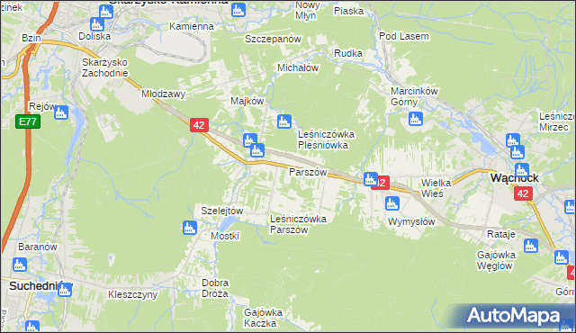 mapa Parszów, Parszów na mapie Targeo