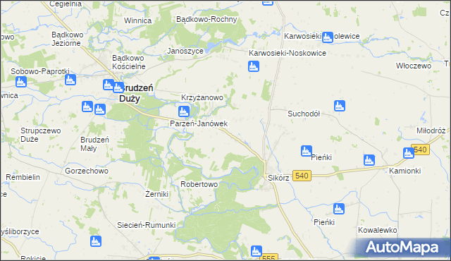 mapa Parzeń, Parzeń na mapie Targeo