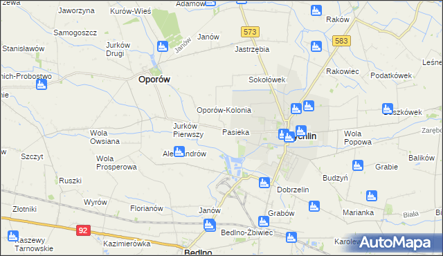 mapa Pasieka gmina Żychlin, Pasieka gmina Żychlin na mapie Targeo