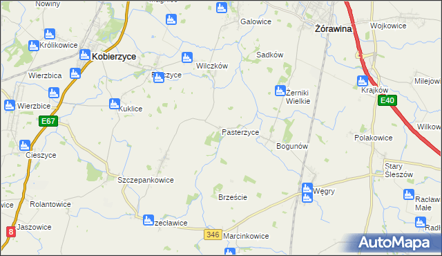 mapa Pasterzyce, Pasterzyce na mapie Targeo