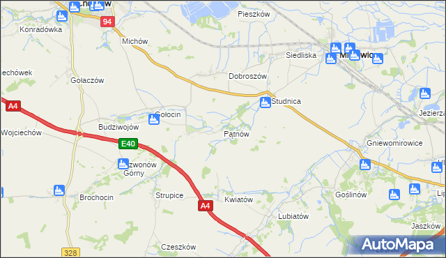 mapa Pątnów gmina Chojnów, Pątnów gmina Chojnów na mapie Targeo