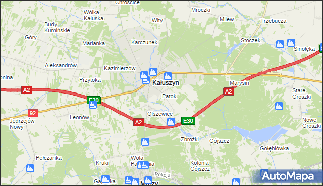 mapa Patok gmina Kałuszyn, Patok gmina Kałuszyn na mapie Targeo