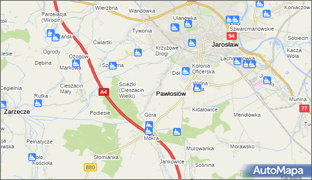mapa Pawłosiów, Pawłosiów na mapie Targeo