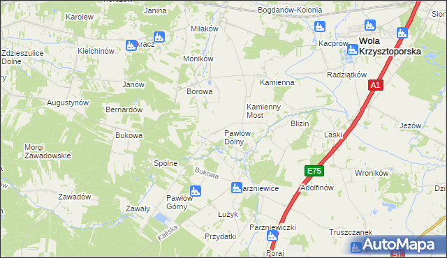 mapa Pawłów Dolny, Pawłów Dolny na mapie Targeo