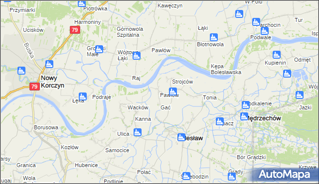 mapa Pawłów gmina Bolesław, Pawłów gmina Bolesław na mapie Targeo