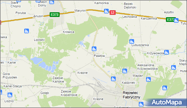 mapa Pawłów gmina Rejowiec Fabryczny, Pawłów gmina Rejowiec Fabryczny na mapie Targeo