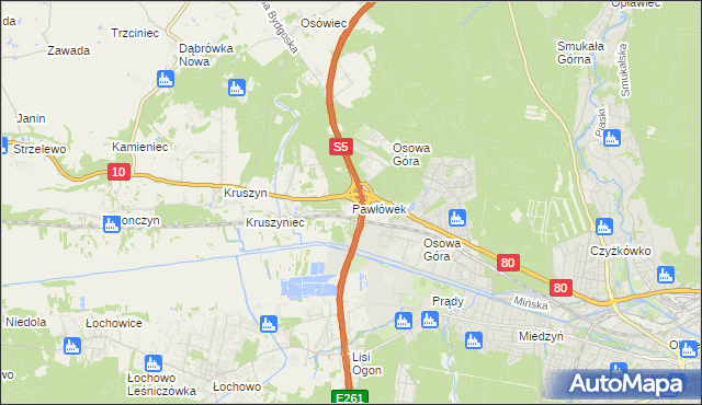 mapa Pawłówek gmina Sicienko, Pawłówek gmina Sicienko na mapie Targeo