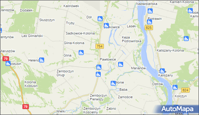 mapa Pawłowice gmina Solec nad Wisłą, Pawłowice gmina Solec nad Wisłą na mapie Targeo