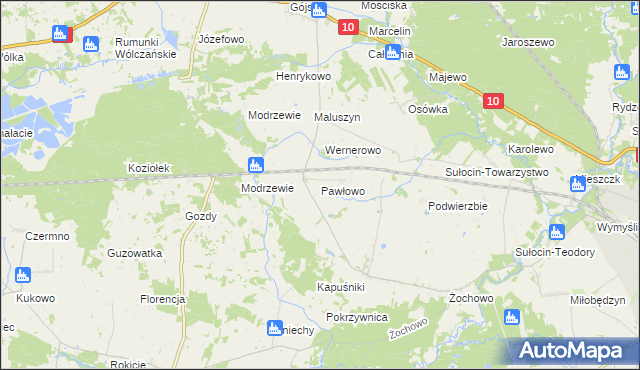 mapa Pawłowo gmina Sierpc, Pawłowo gmina Sierpc na mapie Targeo
