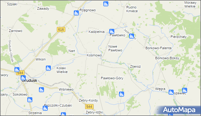 mapa Pawłowo Kościelne, Pawłowo Kościelne na mapie Targeo