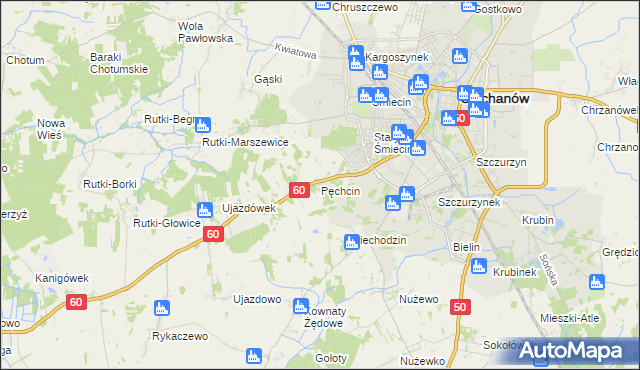 mapa Pęchcin, Pęchcin na mapie Targeo