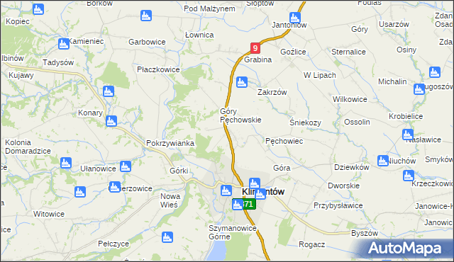 mapa Pęchów, Pęchów na mapie Targeo