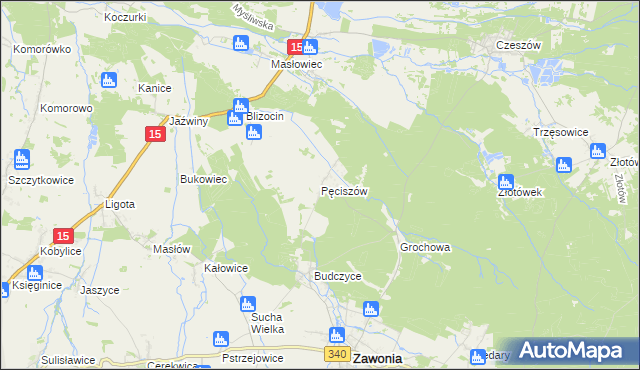 mapa Pęciszów, Pęciszów na mapie Targeo