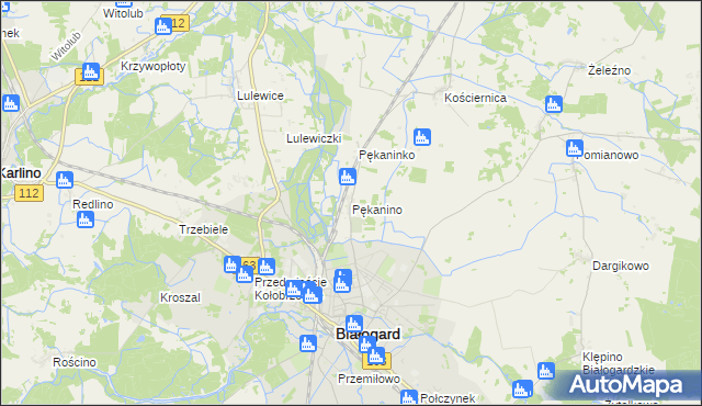 mapa Pękanino gmina Białogard, Pękanino gmina Białogard na mapie Targeo