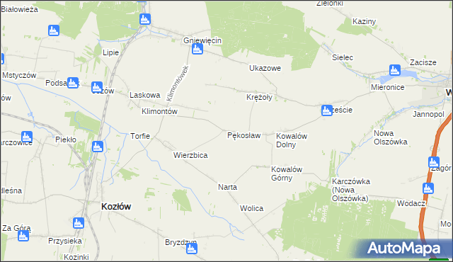 mapa Pękosław, Pękosław na mapie Targeo