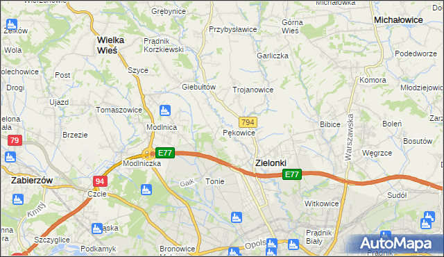 mapa Pękowice, Pękowice na mapie Targeo