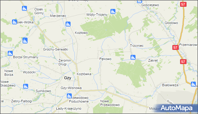 mapa Pękowo, Pękowo na mapie Targeo