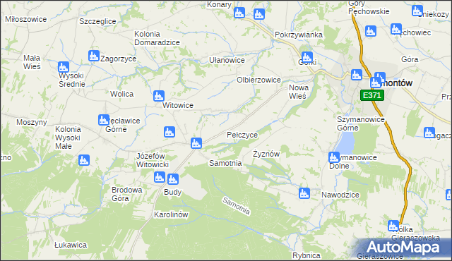 mapa Pełczyce gmina Bogoria, Pełczyce gmina Bogoria na mapie Targeo