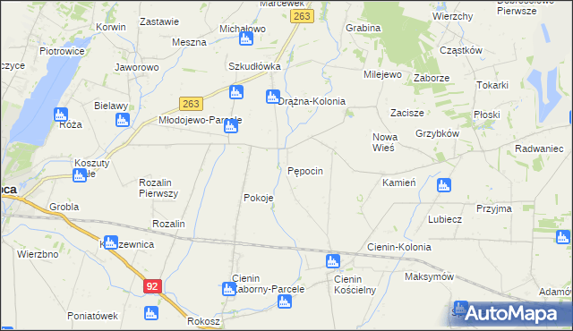 mapa Pępocin, Pępocin na mapie Targeo