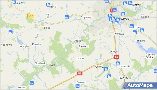 mapa Perkujki, Perkujki na mapie Targeo