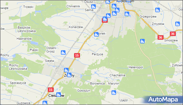 mapa Perzyce, Perzyce na mapie Targeo