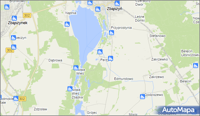 mapa Perzyny gmina Zbąszyń, Perzyny gmina Zbąszyń na mapie Targeo