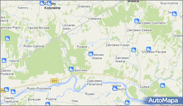 mapa Pętkowo Wielkie, Pętkowo Wielkie na mapie Targeo