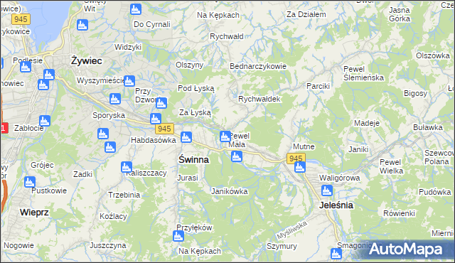 mapa Pewel Mała, Pewel Mała na mapie Targeo