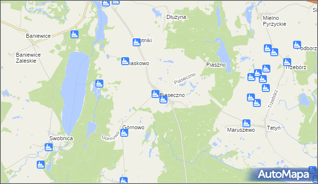 mapa Piaseczno gmina Banie, Piaseczno gmina Banie na mapie Targeo