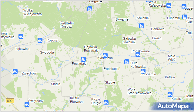 mapa Piaseczno gmina Cegłów, Piaseczno gmina Cegłów na mapie Targeo