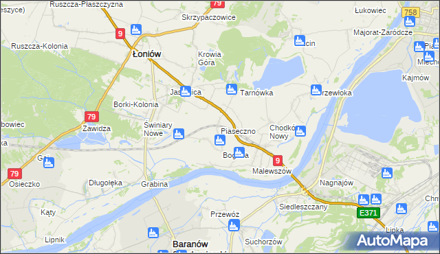 mapa Piaseczno gmina Łoniów, Piaseczno gmina Łoniów na mapie Targeo