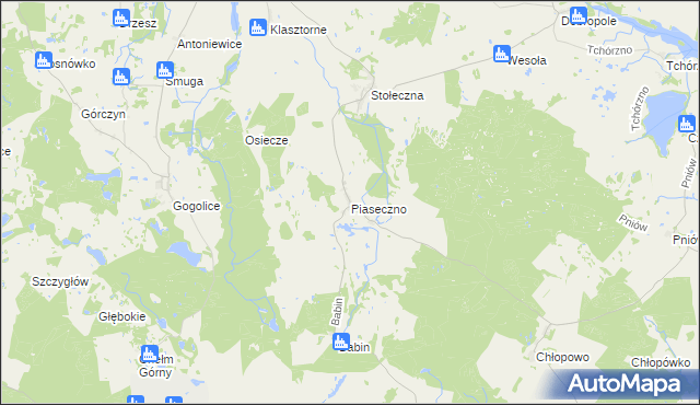 mapa Piaseczno gmina Trzcińsko-Zdrój, Piaseczno gmina Trzcińsko-Zdrój na mapie Targeo