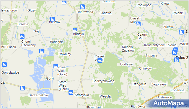 mapa Piasek Wielki, Piasek Wielki na mapie Targeo