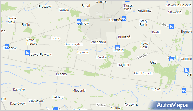 mapa Piaski gmina Grabów, Piaski gmina Grabów na mapie Targeo
