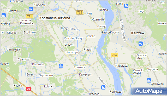 mapa Piaski gmina Konstancin-Jeziorna, Piaski gmina Konstancin-Jeziorna na mapie Targeo