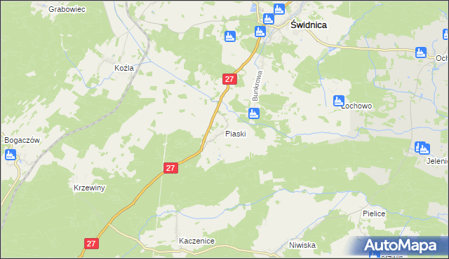 mapa Piaski gmina Świdnica, Piaski gmina Świdnica na mapie Targeo