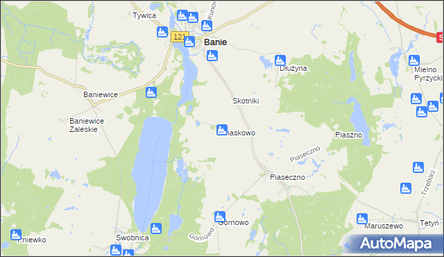 mapa Piaskowo gmina Banie, Piaskowo gmina Banie na mapie Targeo