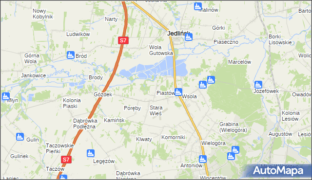 mapa Piastów gmina Jedlińsk, Piastów gmina Jedlińsk na mapie Targeo