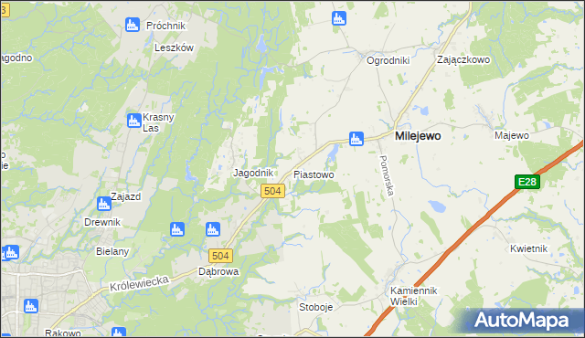 mapa Piastowo gmina Milejewo, Piastowo gmina Milejewo na mapie Targeo