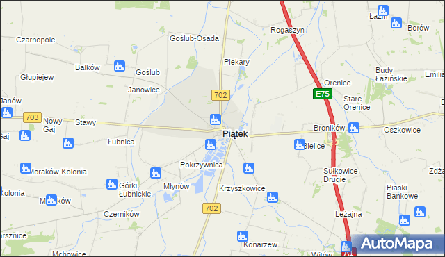 mapa Piątek powiat łęczycki, Piątek powiat łęczycki na mapie Targeo