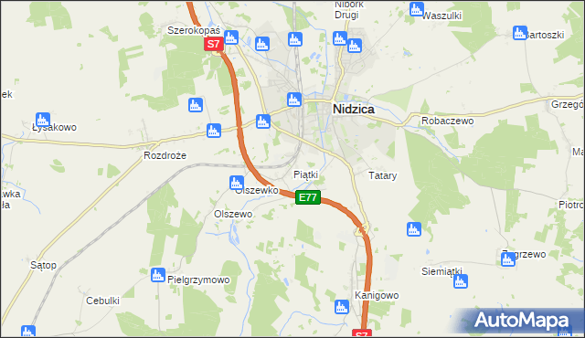 mapa Piątki gmina Nidzica, Piątki gmina Nidzica na mapie Targeo