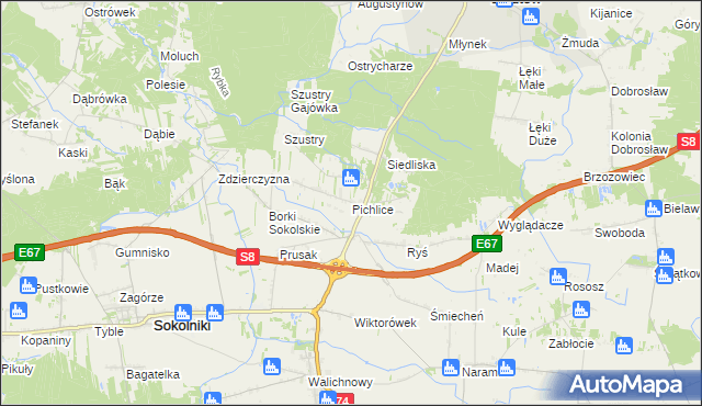 mapa Pichlice, Pichlice na mapie Targeo