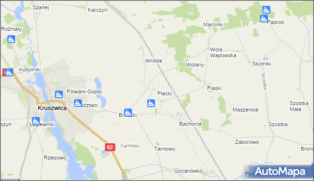 mapa Piecki gmina Kruszwica, Piecki gmina Kruszwica na mapie Targeo