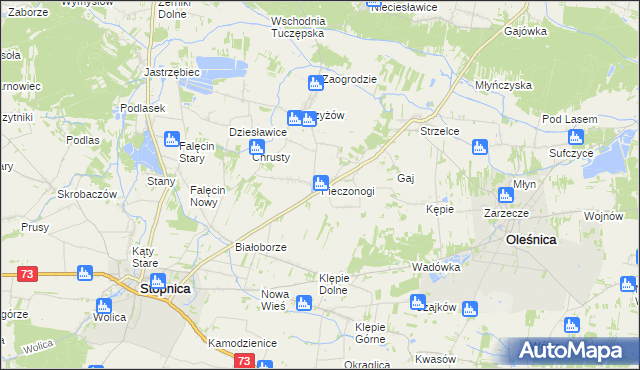 mapa Pieczonogi gmina Oleśnica, Pieczonogi gmina Oleśnica na mapie Targeo