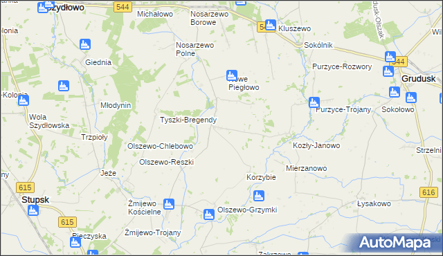 mapa Piegłowo-Kolonia, Piegłowo-Kolonia na mapie Targeo