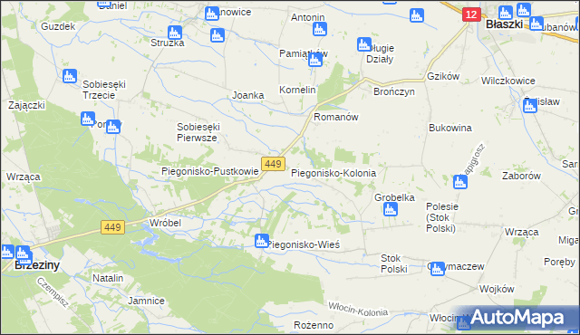 mapa Piegonisko-Kolonia, Piegonisko-Kolonia na mapie Targeo